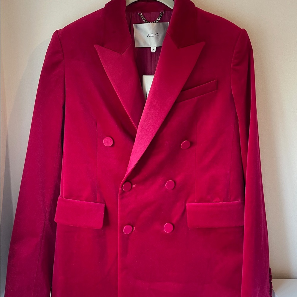 A.L.C. Declan Double-Breasted Velvet Blazer